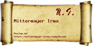 Mittermayer Irma névjegykártya